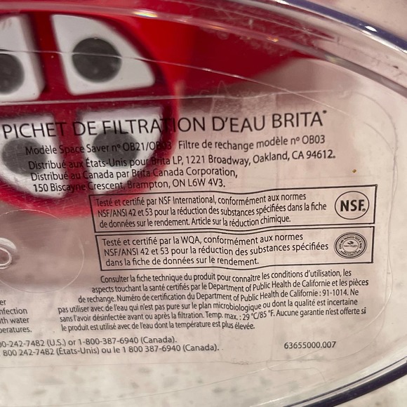 Brita Water Filtration Pitcher Red Modelo OB21/OB03 Gently used - Picture 8 of 13